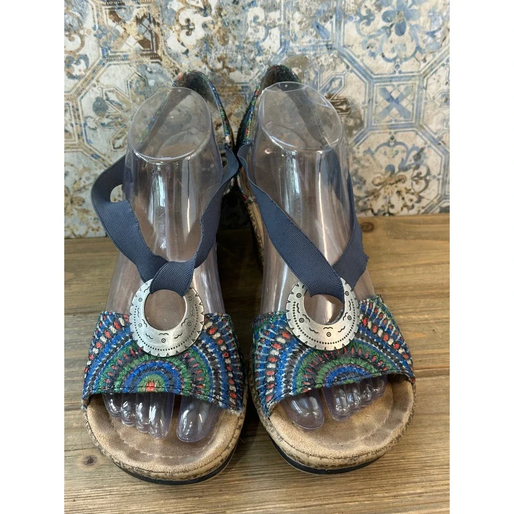 Rieker Wedge Sandals Mosaic Colorful Slingback Shoes Womens 41 / 10